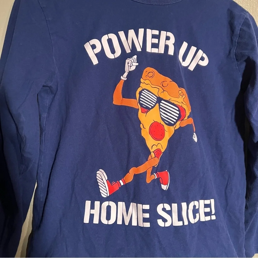 The Children's Place Boys Size Large 10/12 Pizza Graphic Tee Blue Power Up